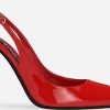 Frauen Dolce & Gabbana Pumps | Slingback Aus Lackleder - Frau Pumps Und Slingbacks Rot Leder 38.5