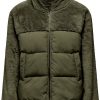 Frauen Only Jacken | Steppjacke Only Onlwanja Fur Puffer Mix Jacket Cc Otw Gr. Xl (42), Grun (Winter Moss) Damen Jacken Steppjacken