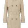 Frauen HUGO BOSS Mantel | Herren Maluks2321 Wasserabweisender Trenchcoat Mit Zweireihiger Knopfleiste Hellbeige 52